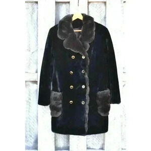 Women's Borgana Faux Fur BlackBrown Berg Fairmoor Long Winter Coat heavy 80s m/l